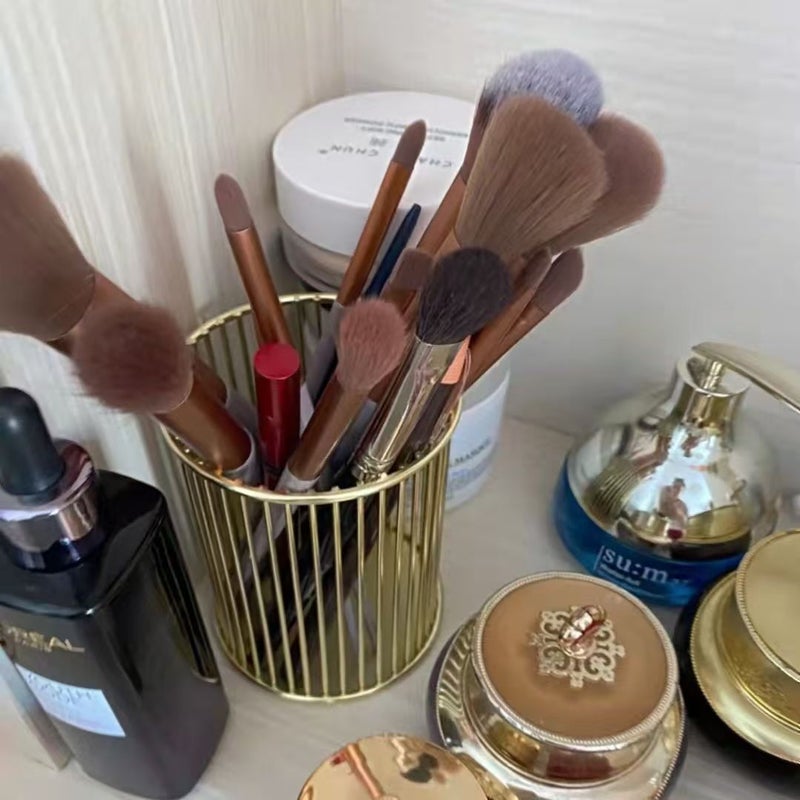 Ins Desktop Storage And Organization Pen Holder Metal Pen Stationery Multifunctional Office Supplies Makeup Brush Cosmetics - Image 5